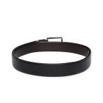 Men Black & Brown Textured Leather Reversible Belt